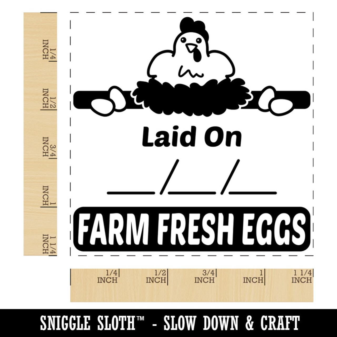Laid On Date Farm Fresh Eggs Chicken Square Rubber Stamp for Stamping Crafting